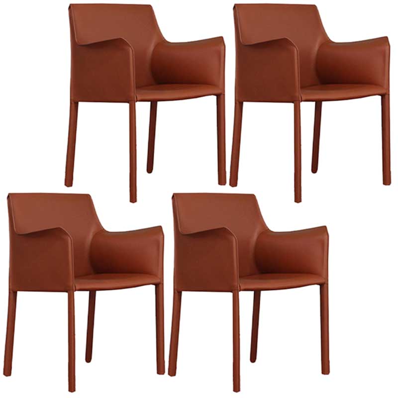 Contemporary Dining Chair 24'' Wide Arm Chair with Solid Back and 4 Metal Legs for Home Use Orange 4 Piece Set Clearhalo ' kitchen&dining_furn' 'Dining Chairs' 'Dining Tables & Seating' 'dining_chair' 'furn' 'furn_dining_chair' 'Furniture' 'furniture_dining_chair' 'Kitchen & Dining Furniture' 'kitchen' 3493112