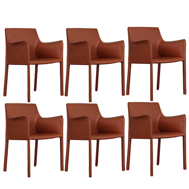 Contemporary Dining Chair 24'' Wide Arm Chair with Solid Back and 4 Metal Legs for Home Use Orange 6 Piece Set Clearhalo ' kitchen&dining_furn' 'Dining Chairs' 'Dining Tables & Seating' 'dining_chair' 'furn' 'furn_dining_chair' 'Furniture' 'furniture_dining_chair' 'Kitchen & Dining Furniture' 'kitchen' 3493113