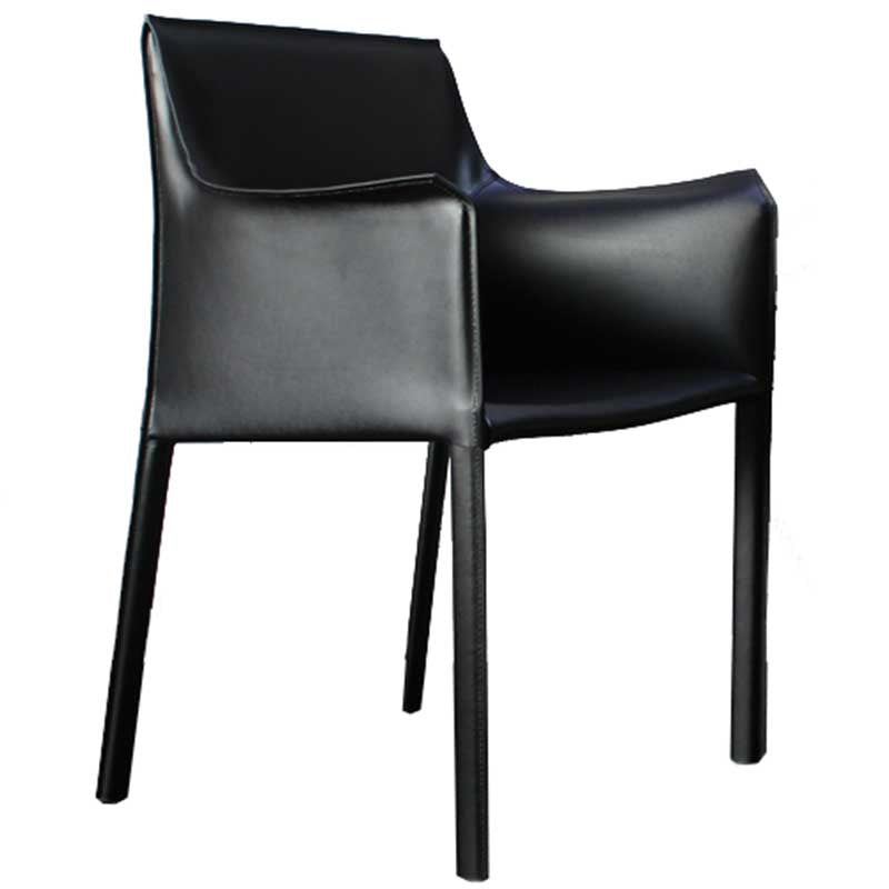 Contemporary Dining Chair 24'' Wide Arm Chair with Solid Back and 4 Metal Legs for Home Use Black 1 Piece Clearhalo ' kitchen&dining_furn' 'Dining Chairs' 'Dining Tables & Seating' 'dining_chair' 'furn' 'furn_dining_chair' 'Furniture' 'furniture_dining_chair' 'Kitchen & Dining Furniture' 'kitchen' 3493114