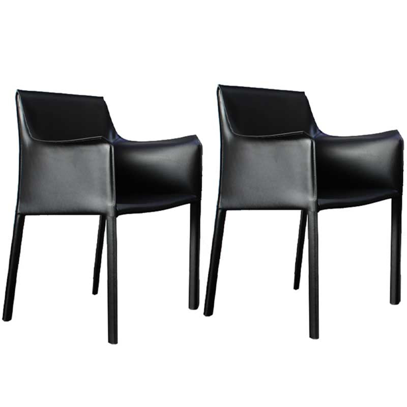 Contemporary Dining Chair 24'' Wide Arm Chair with Solid Back and 4 Metal Legs for Home Use Black 2 Piece Set Clearhalo ' kitchen&dining_furn' 'Dining Chairs' 'Dining Tables & Seating' 'dining_chair' 'furn' 'furn_dining_chair' 'Furniture' 'furniture_dining_chair' 'Kitchen & Dining Furniture' 'kitchen' 3493115