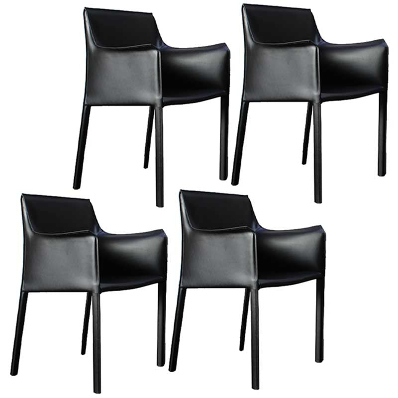 Contemporary Dining Chair 24'' Wide Arm Chair with Solid Back and 4 Metal Legs for Home Use Black 4 Piece Set Clearhalo ' kitchen&dining_furn' 'Dining Chairs' 'Dining Tables & Seating' 'dining_chair' 'furn' 'furn_dining_chair' 'Furniture' 'furniture_dining_chair' 'Kitchen & Dining Furniture' 'kitchen' 3493116
