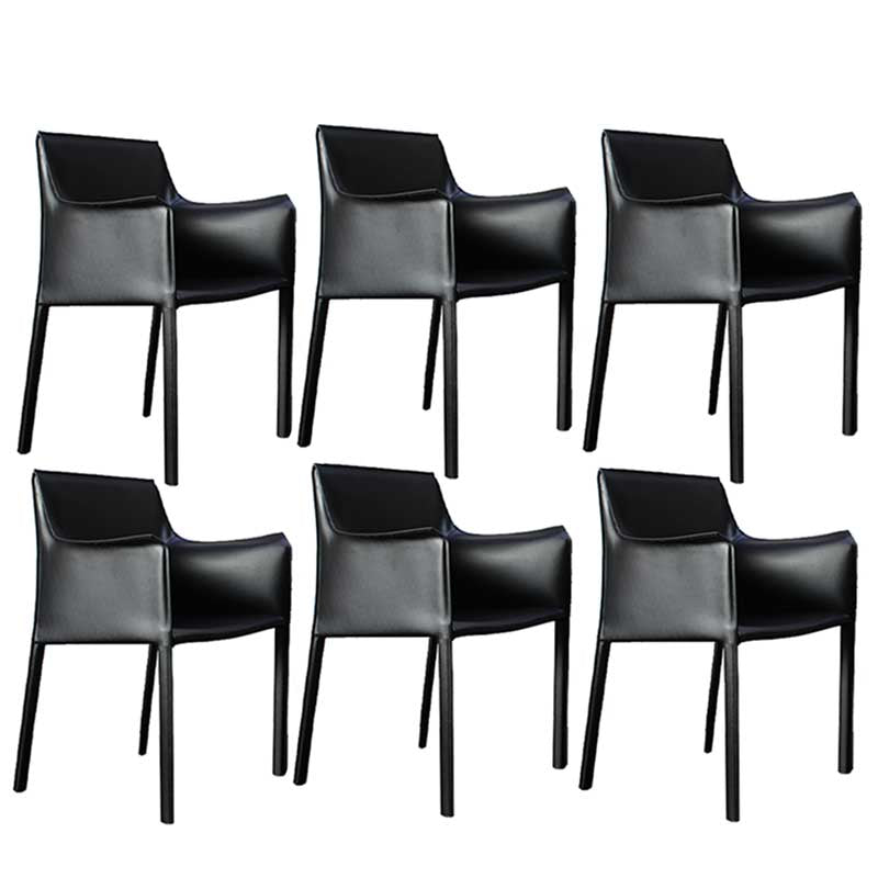 Contemporary Dining Chair 24'' Wide Arm Chair with Solid Back and 4 Metal Legs for Home Use Black 6 Piece Set Clearhalo ' kitchen&dining_furn' 'Dining Chairs' 'Dining Tables & Seating' 'dining_chair' 'furn' 'furn_dining_chair' 'Furniture' 'furniture_dining_chair' 'Kitchen & Dining Furniture' 'kitchen' 3493117