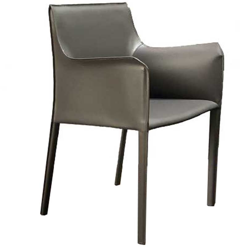 Contemporary Dining Chair 24'' Wide Arm Chair with Solid Back and 4 Metal Legs for Home Use Grey 1 Piece Clearhalo ' kitchen&dining_furn' 'Dining Chairs' 'Dining Tables & Seating' 'dining_chair' 'furn' 'furn_dining_chair' 'Furniture' 'furniture_dining_chair' 'Kitchen & Dining Furniture' 'kitchen' 3493118