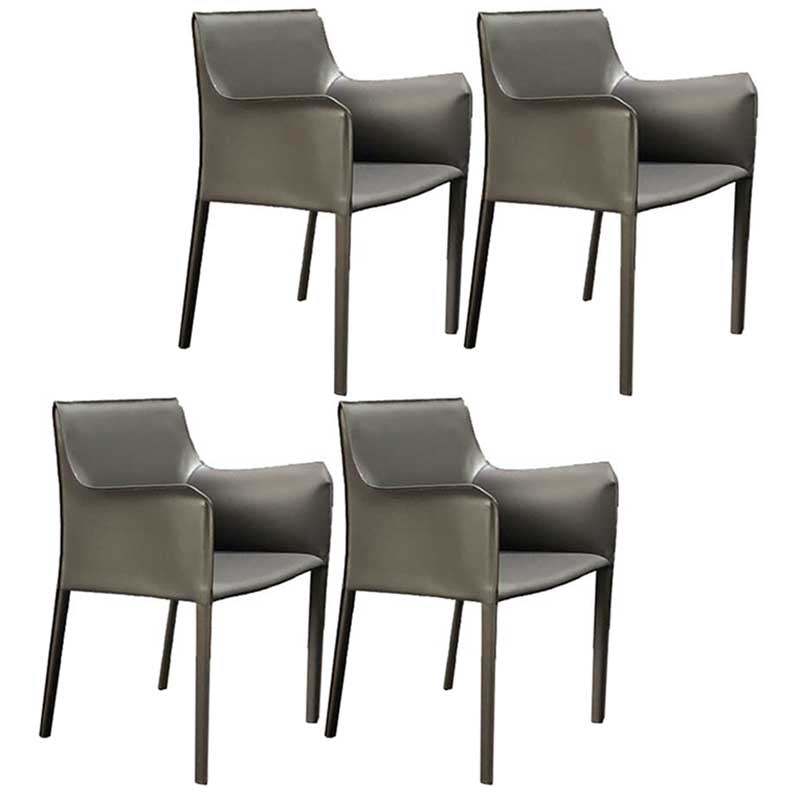 Contemporary Dining Chair 24'' Wide Arm Chair with Solid Back and 4 Metal Legs for Home Use Grey 4 Piece Set Clearhalo ' kitchen&dining_furn' 'Dining Chairs' 'Dining Tables & Seating' 'dining_chair' 'furn' 'furn_dining_chair' 'Furniture' 'furniture_dining_chair' 'Kitchen & Dining Furniture' 'kitchen' 3493120