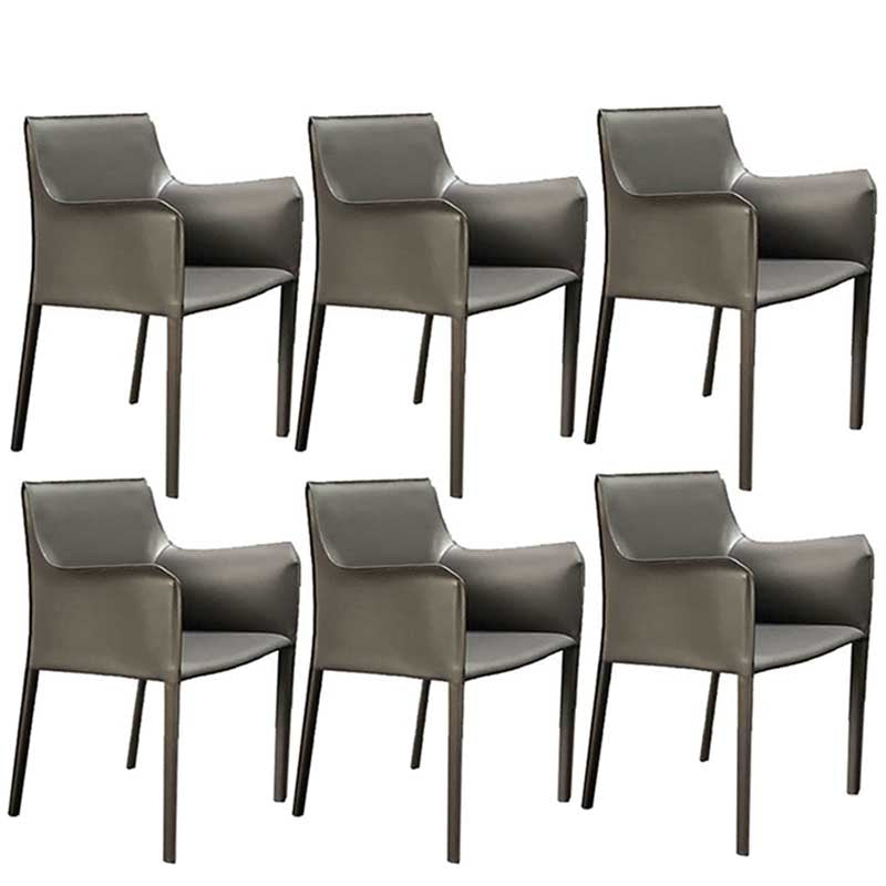 Contemporary Dining Chair 24'' Wide Arm Chair with Solid Back and 4 Metal Legs for Home Use Grey 6 Piece Set Clearhalo ' kitchen&dining_furn' 'Dining Chairs' 'Dining Tables & Seating' 'dining_chair' 'furn' 'furn_dining_chair' 'Furniture' 'furniture_dining_chair' 'Kitchen & Dining Furniture' 'kitchen' 3493121