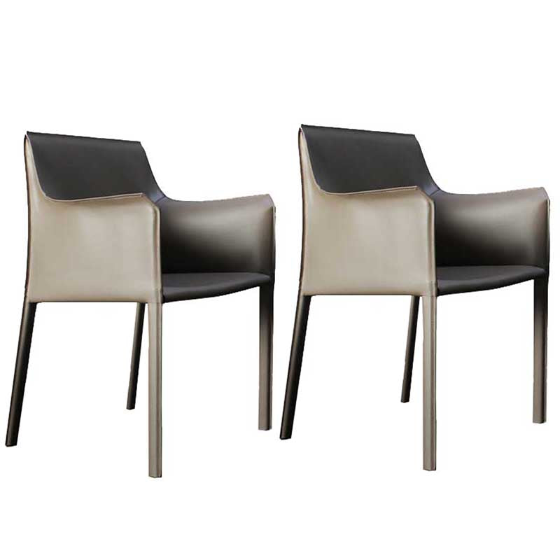 Contemporary Dining Chair 24'' Wide Arm Chair with Solid Back and 4 Metal Legs for Home Use Light Coffee 2 Piece Set Clearhalo ' kitchen&dining_furn' 'Dining Chairs' 'Dining Tables & Seating' 'dining_chair' 'furn' 'furn_dining_chair' 'Furniture' 'furniture_dining_chair' 'Kitchen & Dining Furniture' 'kitchen' 3493123