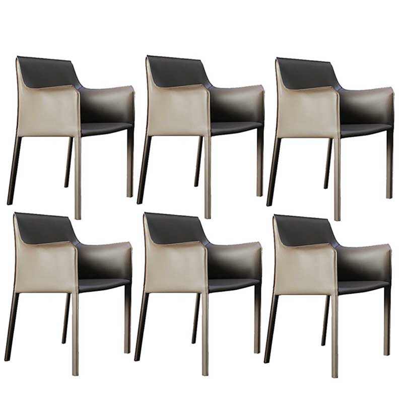 Contemporary Dining Chair 24'' Wide Arm Chair with Solid Back and 4 Metal Legs for Home Use Light Coffee 6 Piece Set Clearhalo ' kitchen&dining_furn' 'Dining Chairs' 'Dining Tables & Seating' 'dining_chair' 'furn' 'furn_dining_chair' 'Furniture' 'furniture_dining_chair' 'Kitchen & Dining Furniture' 'kitchen' 3493125