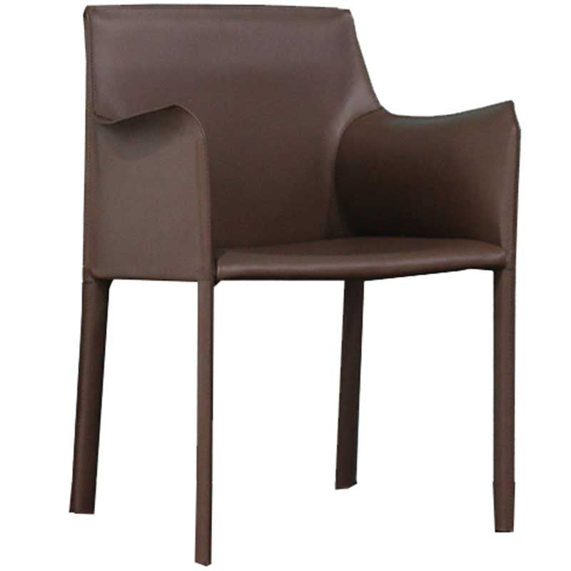 Contemporary Dining Chair 24'' Wide Arm Chair with Solid Back and 4 Metal Legs for Home Use Brown 1 Piece Clearhalo ' kitchen&dining_furn' 'Dining Chairs' 'Dining Tables & Seating' 'dining_chair' 'furn' 'furn_dining_chair' 'Furniture' 'furniture_dining_chair' 'Kitchen & Dining Furniture' 'kitchen' 3493126