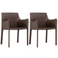 Contemporary Dining Chair 24'' Wide Arm Chair with Solid Back and 4 Metal Legs for Home Use Brown 2 Piece Set Clearhalo ' kitchen&dining_furn' 'Dining Chairs' 'Dining Tables & Seating' 'dining_chair' 'furn' 'furn_dining_chair' 'Furniture' 'furniture_dining_chair' 'Kitchen & Dining Furniture' 'kitchen' 3493127
