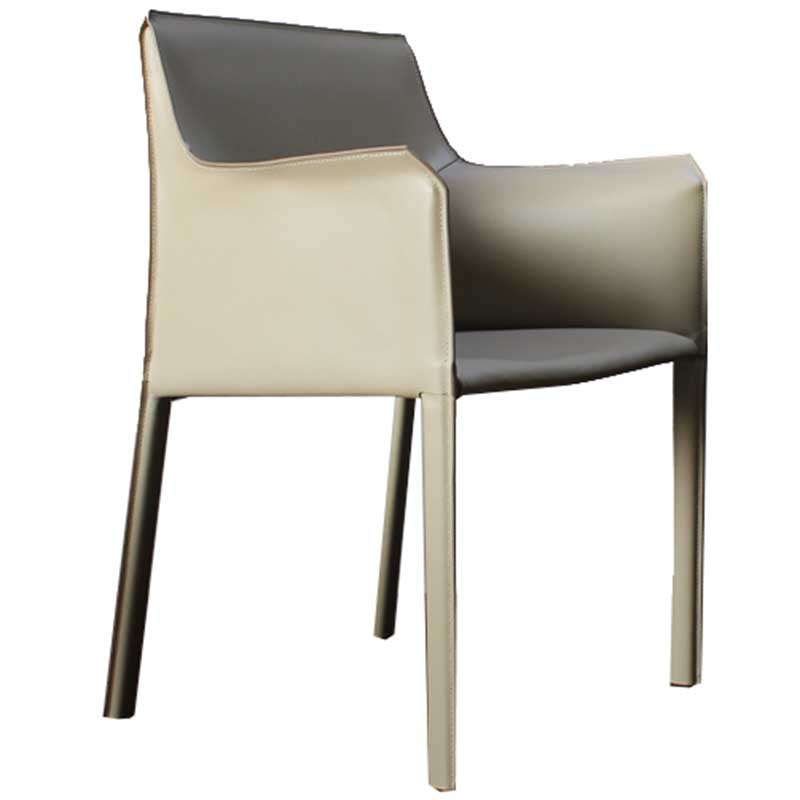 Contemporary Dining Chair 24'' Wide Arm Chair with Solid Back and 4 Metal Legs for Home Use Beige 1 Piece Clearhalo ' kitchen&dining_furn' 'Dining Chairs' 'Dining Tables & Seating' 'dining_chair' 'furn' 'furn_dining_chair' 'Furniture' 'furniture_dining_chair' 'Kitchen & Dining Furniture' 'kitchen' 3493130
