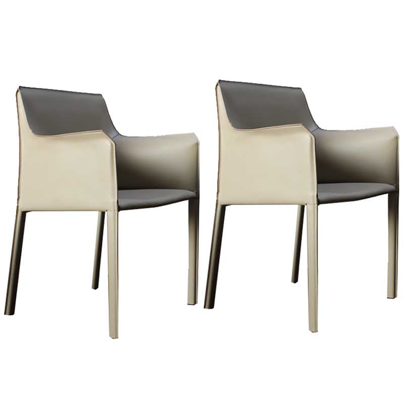 Contemporary Dining Chair 24'' Wide Arm Chair with Solid Back and 4 Metal Legs for Home Use Beige 2 Piece Set Clearhalo ' kitchen&dining_furn' 'Dining Chairs' 'Dining Tables & Seating' 'dining_chair' 'furn' 'furn_dining_chair' 'Furniture' 'furniture_dining_chair' 'Kitchen & Dining Furniture' 'kitchen' 3493131