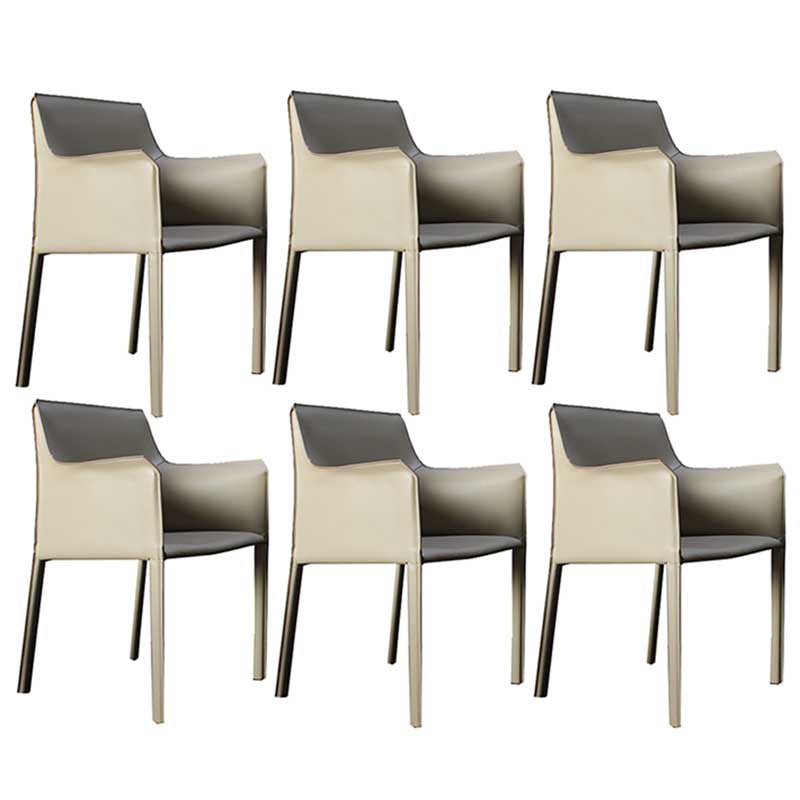 Contemporary Dining Chair 24'' Wide Arm Chair with Solid Back and 4 Metal Legs for Home Use Beige 6 Piece Set Clearhalo ' kitchen&dining_furn' 'Dining Chairs' 'Dining Tables & Seating' 'dining_chair' 'furn' 'furn_dining_chair' 'Furniture' 'furniture_dining_chair' 'Kitchen & Dining Furniture' 'kitchen' 3493133