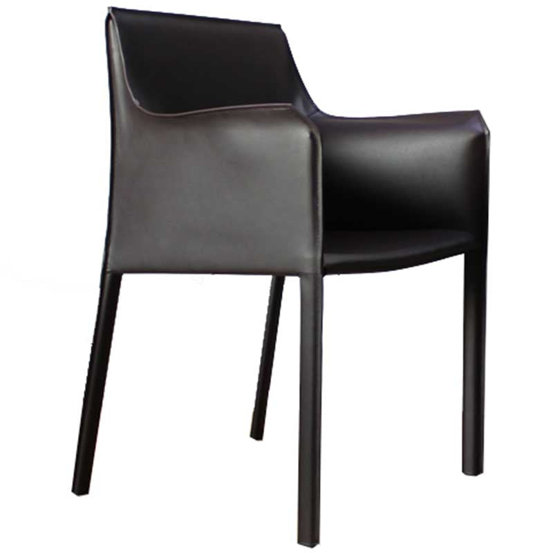 Contemporary Dining Chair 24'' Wide Arm Chair with Solid Back and 4 Metal Legs for Home Use Dark Coffee 1 Piece Clearhalo ' kitchen&dining_furn' 'Dining Chairs' 'Dining Tables & Seating' 'dining_chair' 'furn' 'furn_dining_chair' 'Furniture' 'furniture_dining_chair' 'Kitchen & Dining Furniture' 'kitchen' 3493134