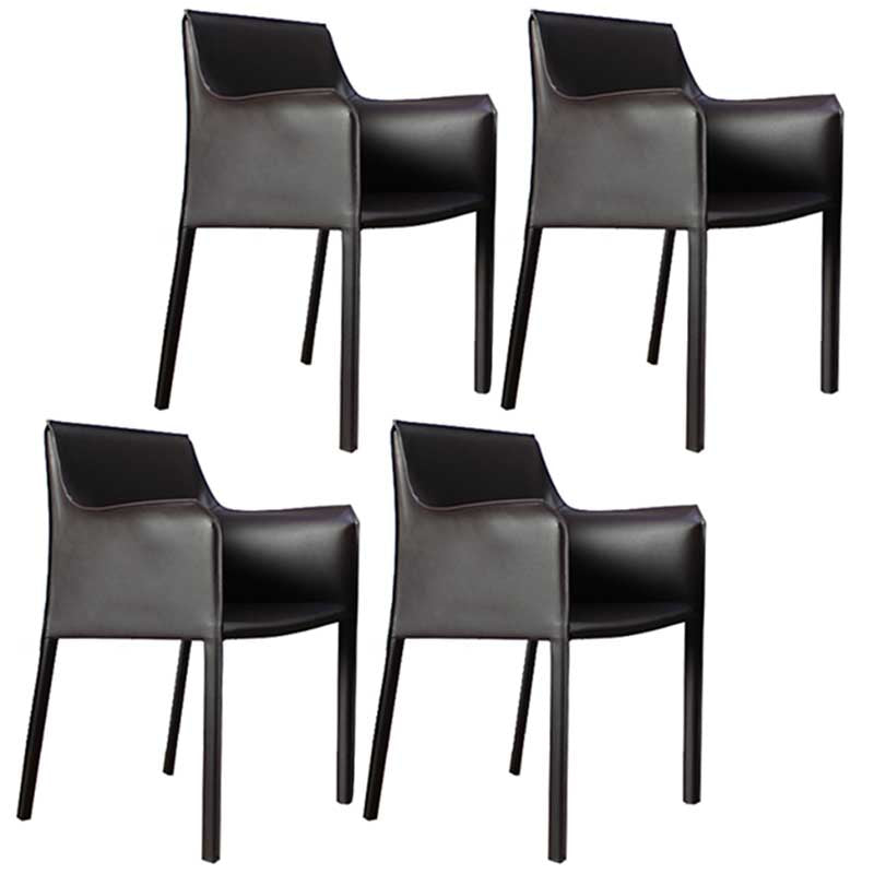 Contemporary Dining Chair 24'' Wide Arm Chair with Solid Back and 4 Metal Legs for Home Use Dark Coffee 4 Piece Set Clearhalo ' kitchen&dining_furn' 'Dining Chairs' 'Dining Tables & Seating' 'dining_chair' 'furn' 'furn_dining_chair' 'Furniture' 'furniture_dining_chair' 'Kitchen & Dining Furniture' 'kitchen' 3493136