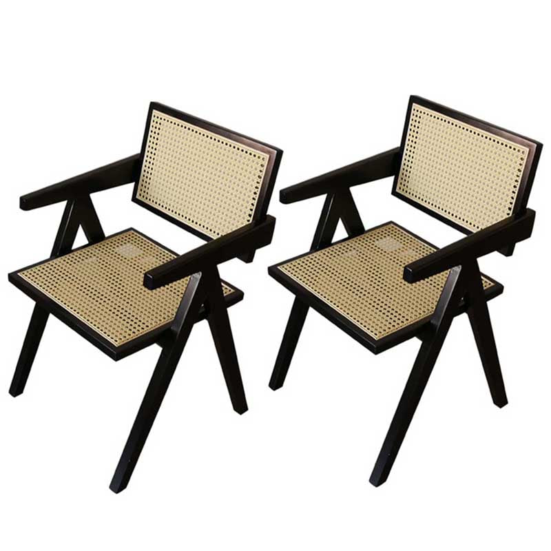 Contemporary Open Back Solid Wood Dining Arm Chair Kitchen Dining Arm Chair Black 2 Piece Set Clearhalo ' kitchen&dining_furn' 'Dining Chairs' 'Dining Tables & Seating' 'dining_chair' 'furn' 'furn_dining_chair' 'Furniture' 'furniture_dining_chair' 'Kitchen & Dining Furniture' 'kitchen' 3493140