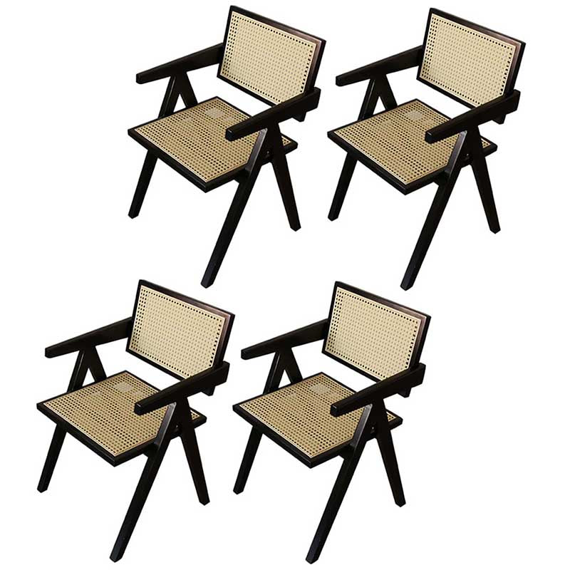 Contemporary Open Back Solid Wood Dining Arm Chair Kitchen Dining Arm Chair Black 4 Piece Set Clearhalo ' kitchen&dining_furn' 'Dining Chairs' 'Dining Tables & Seating' 'dining_chair' 'furn' 'furn_dining_chair' 'Furniture' 'furniture_dining_chair' 'Kitchen & Dining Furniture' 'kitchen' 3493142