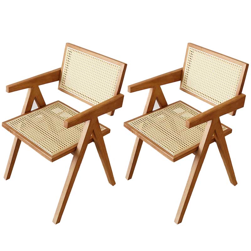 Contemporary Open Back Solid Wood Dining Arm Chair Kitchen Dining Arm Chair Light Brown 2 Piece Set Clearhalo ' kitchen&dining_furn' 'Dining Chairs' 'Dining Tables & Seating' 'dining_chair' 'furn' 'furn_dining_chair' 'Furniture' 'furniture_dining_chair' 'Kitchen & Dining Furniture' 'kitchen' 3493147