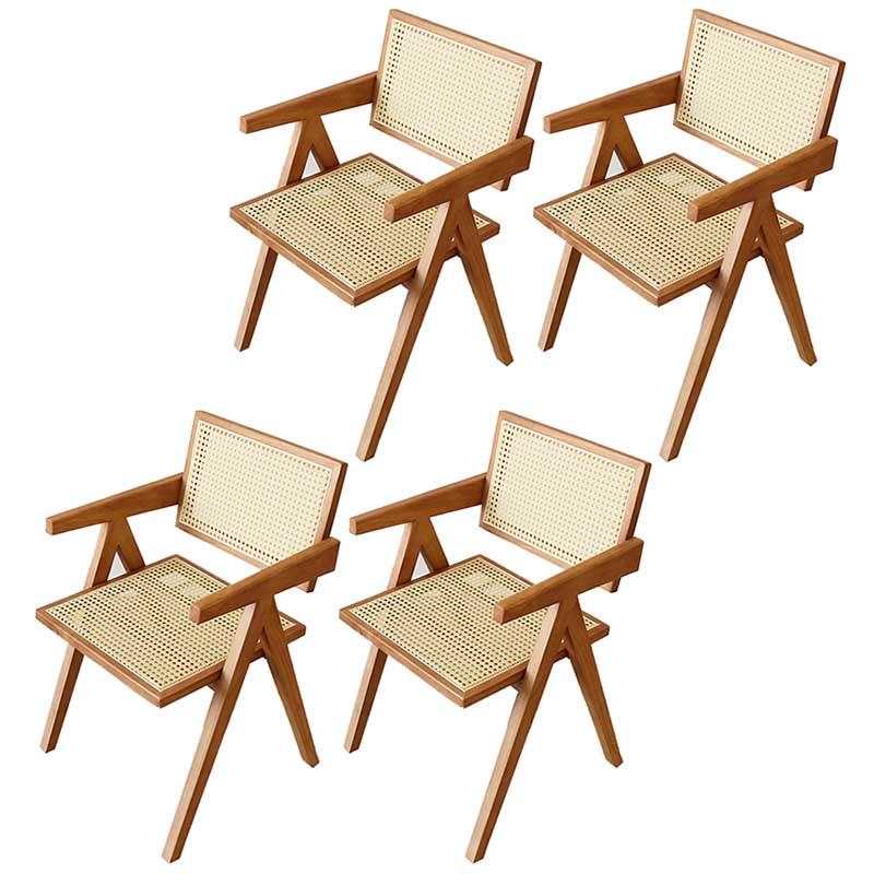 Contemporary Open Back Solid Wood Dining Arm Chair Kitchen Dining Arm Chair Light Brown 4 Piece Set Clearhalo ' kitchen&dining_furn' 'Dining Chairs' 'Dining Tables & Seating' 'dining_chair' 'furn' 'furn_dining_chair' 'Furniture' 'furniture_dining_chair' 'Kitchen & Dining Furniture' 'kitchen' 3493148