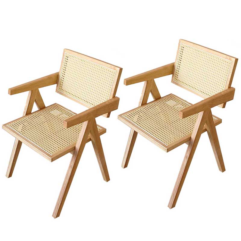 Contemporary Open Back Solid Wood Dining Arm Chair Kitchen Dining Arm Chair Natural 2 Piece Set Clearhalo ' kitchen&dining_furn' 'Dining Chairs' 'Dining Tables & Seating' 'dining_chair' 'furn' 'furn_dining_chair' 'Furniture' 'furniture_dining_chair' 'Kitchen & Dining Furniture' 'kitchen' 3493153