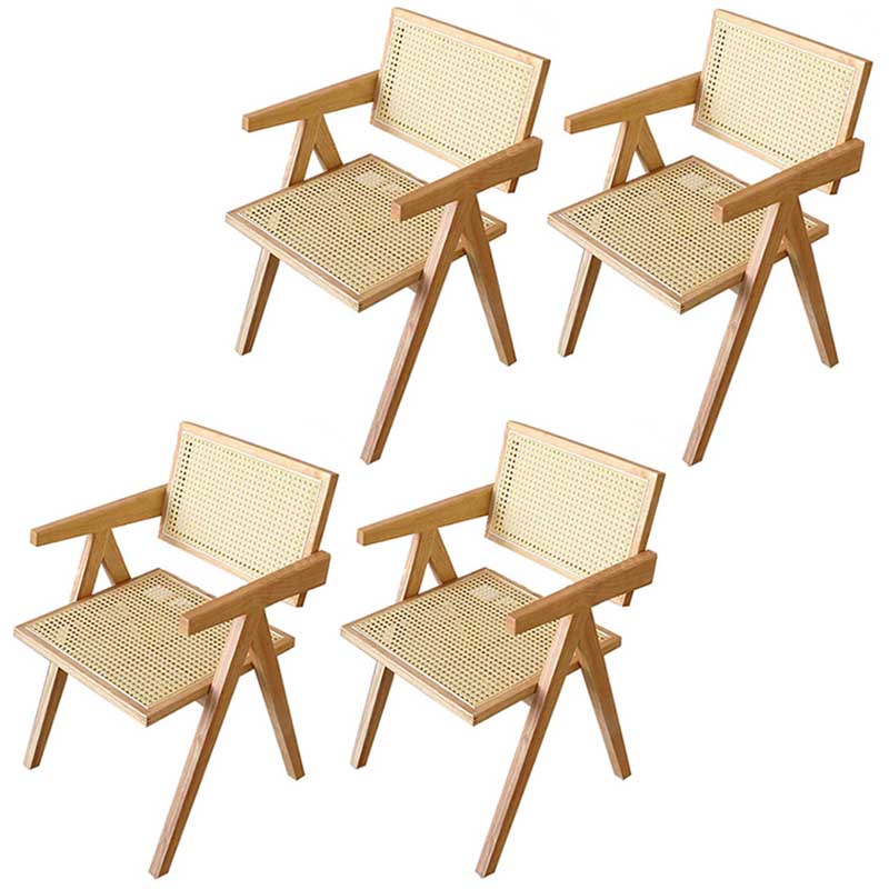 Contemporary Open Back Solid Wood Dining Arm Chair Kitchen Dining Arm Chair Natural 4 Piece Set Clearhalo ' kitchen&dining_furn' 'Dining Chairs' 'Dining Tables & Seating' 'dining_chair' 'furn' 'furn_dining_chair' 'Furniture' 'furniture_dining_chair' 'Kitchen & Dining Furniture' 'kitchen' 3493155