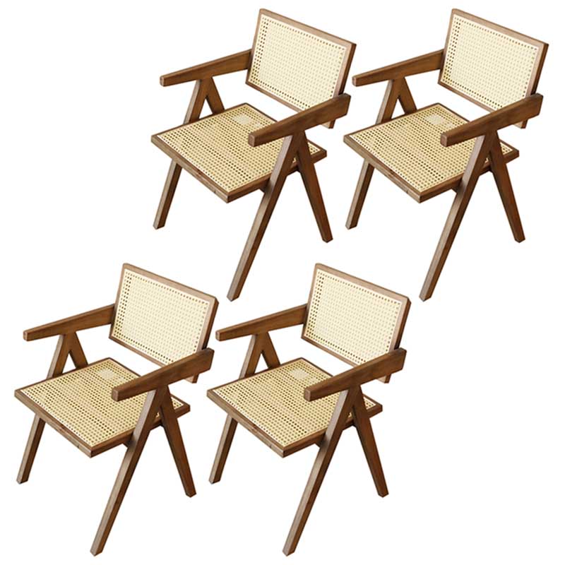 Contemporary Open Back Solid Wood Dining Arm Chair Kitchen Dining Arm Chair Dark Brown 4 Piece Set Clearhalo ' kitchen&dining_furn' 'Dining Chairs' 'Dining Tables & Seating' 'dining_chair' 'furn' 'furn_dining_chair' 'Furniture' 'furniture_dining_chair' 'Kitchen & Dining Furniture' 'kitchen' 3493160