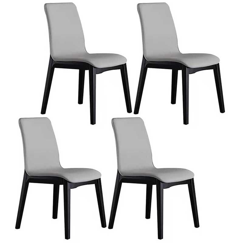 Faux Leather Contemporary Dining Room Chair Matte Finish Parsons Dining Chair Light Gray 4 Piece Set Clearhalo ' kitchen&dining_furn' 'Dining Chairs' 'Dining Tables & Seating' 'dining_chair' 'furn' 'furn_dining_chair' 'Furniture' 'furniture_dining_chair' 'Kitchen & Dining Furniture' 'kitchen' 3493165