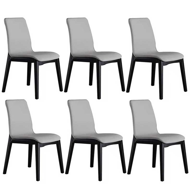 Faux Leather Contemporary Dining Room Chair Matte Finish Parsons Dining Chair Light Gray 6 Piece Set Clearhalo ' kitchen&dining_furn' 'Dining Chairs' 'Dining Tables & Seating' 'dining_chair' 'furn' 'furn_dining_chair' 'Furniture' 'furniture_dining_chair' 'Kitchen & Dining Furniture' 'kitchen' 3493167