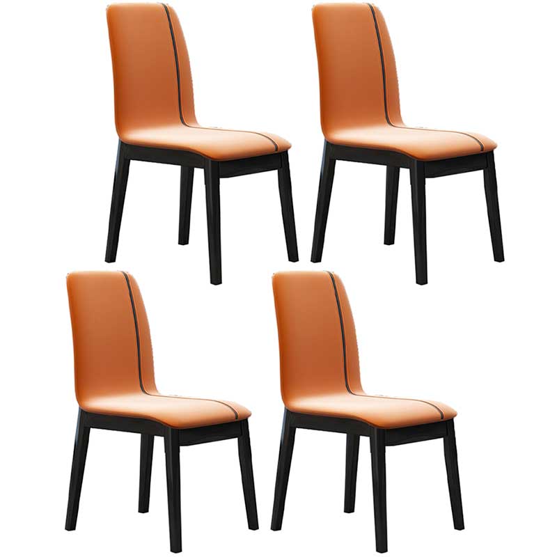 Faux Leather Contemporary Dining Room Chair Matte Finish Parsons Dining Chair Orange 4 Piece Set Clearhalo ' kitchen&dining_furn' 'Dining Chairs' 'Dining Tables & Seating' 'dining_chair' 'furn' 'furn_dining_chair' 'Furniture' 'furniture_dining_chair' 'Kitchen & Dining Furniture' 'kitchen' 3493178