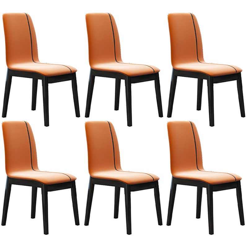 Faux Leather Contemporary Dining Room Chair Matte Finish Parsons Dining Chair Orange 6 Piece Set Clearhalo ' kitchen&dining_furn' 'Dining Chairs' 'Dining Tables & Seating' 'dining_chair' 'furn' 'furn_dining_chair' 'Furniture' 'furniture_dining_chair' 'Kitchen & Dining Furniture' 'kitchen' 3493179