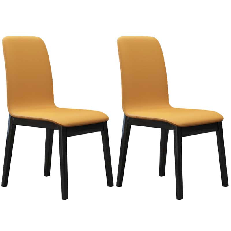 Faux Leather Contemporary Dining Room Chair Matte Finish Parsons Dining Chair Yellow 2 Piece Set Clearhalo ' kitchen&dining_furn' 'Dining Chairs' 'Dining Tables & Seating' 'dining_chair' 'furn' 'furn_dining_chair' 'Furniture' 'furniture_dining_chair' 'Kitchen & Dining Furniture' 'kitchen' 3493181