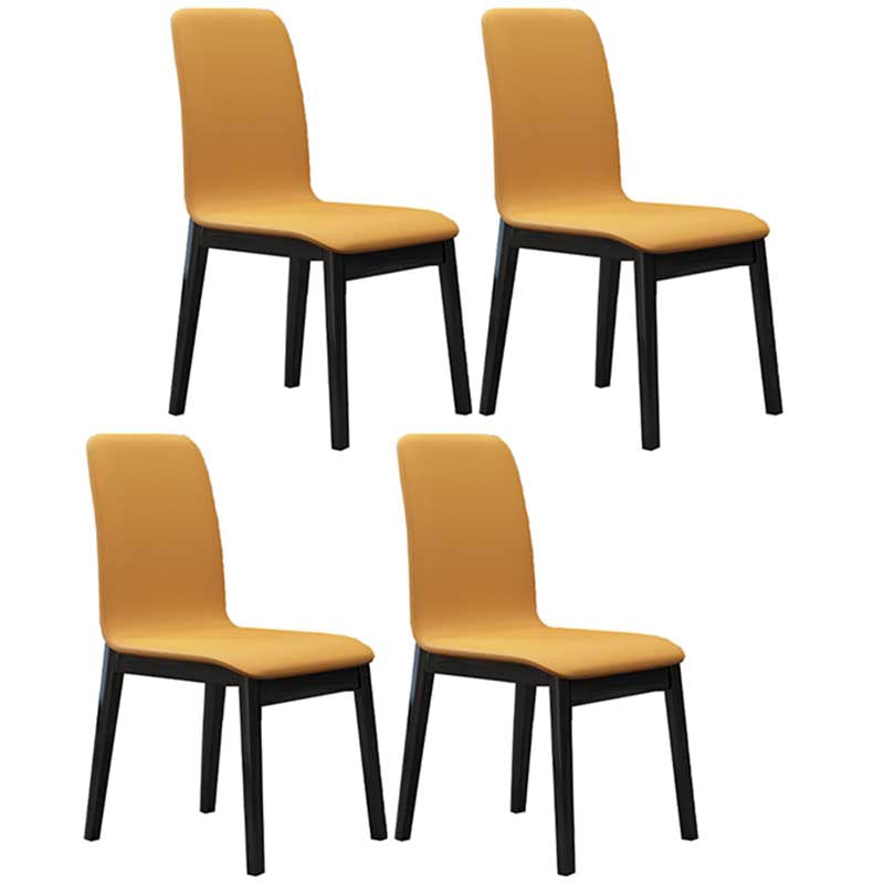Faux Leather Contemporary Dining Room Chair Matte Finish Parsons Dining Chair Yellow 4 Piece Set Clearhalo ' kitchen&dining_furn' 'Dining Chairs' 'Dining Tables & Seating' 'dining_chair' 'furn' 'furn_dining_chair' 'Furniture' 'furniture_dining_chair' 'Kitchen & Dining Furniture' 'kitchen' 3493183