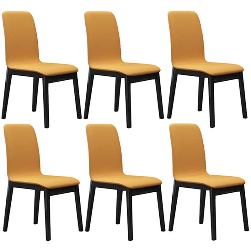Faux Leather Contemporary Dining Room Chair Matte Finish Parsons Dining Chair Yellow 6 Piece Set Clearhalo ' kitchen&dining_furn' 'Dining Chairs' 'Dining Tables & Seating' 'dining_chair' 'furn' 'furn_dining_chair' 'Furniture' 'furniture_dining_chair' 'Kitchen & Dining Furniture' 'kitchen' 3493186