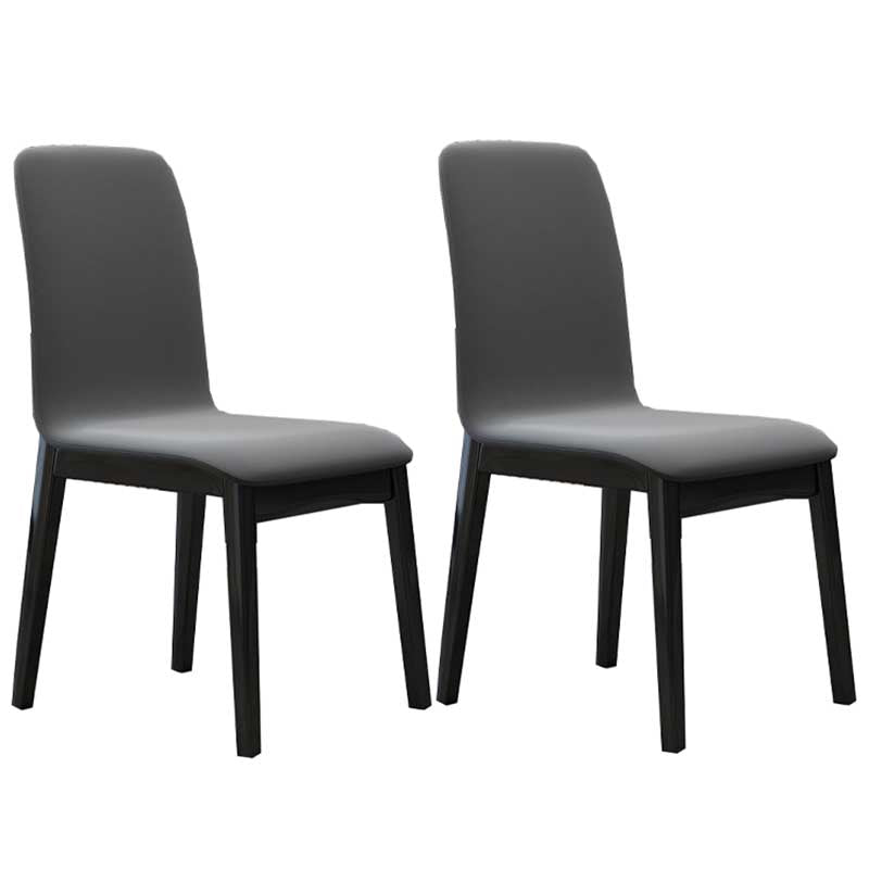 Faux Leather Contemporary Dining Room Chair Matte Finish Parsons Dining Chair Dark Gray 2 Piece Set Clearhalo ' kitchen&dining_furn' 'Dining Chairs' 'Dining Tables & Seating' 'dining_chair' 'furn' 'furn_dining_chair' 'Furniture' 'furniture_dining_chair' 'Kitchen & Dining Furniture' 'kitchen' 3493187