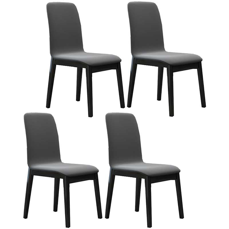 Faux Leather Contemporary Dining Room Chair Matte Finish Parsons Dining Chair Dark Gray 4 Piece Set Clearhalo ' kitchen&dining_furn' 'Dining Chairs' 'Dining Tables & Seating' 'dining_chair' 'furn' 'furn_dining_chair' 'Furniture' 'furniture_dining_chair' 'Kitchen & Dining Furniture' 'kitchen' 3493188