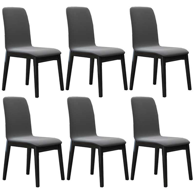 Faux Leather Contemporary Dining Room Chair Matte Finish Parsons Dining Chair Dark Gray 6 Piece Set Clearhalo ' kitchen&dining_furn' 'Dining Chairs' 'Dining Tables & Seating' 'dining_chair' 'furn' 'furn_dining_chair' 'Furniture' 'furniture_dining_chair' 'Kitchen & Dining Furniture' 'kitchen' 3493189