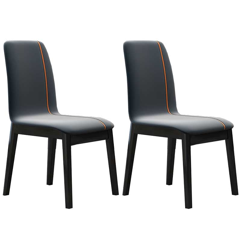 Faux Leather Contemporary Dining Room Chair Matte Finish Parsons Dining Chair Dark Blue-Gray 2 Piece Set Clearhalo ' kitchen&dining_furn' 'Dining Chairs' 'Dining Tables & Seating' 'dining_chair' 'furn' 'furn_dining_chair' 'Furniture' 'furniture_dining_chair' 'Kitchen & Dining Furniture' 'kitchen' 3493190