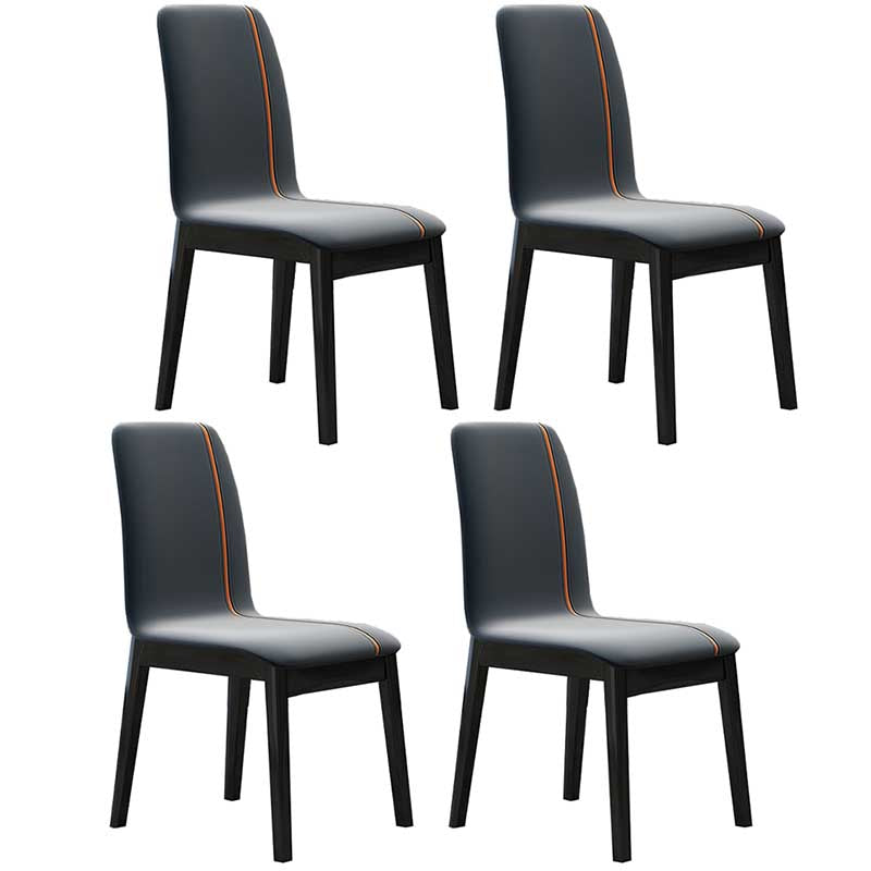 Faux Leather Contemporary Dining Room Chair Matte Finish Parsons Dining Chair Dark Blue-Gray 4 Piece Set Clearhalo ' kitchen&dining_furn' 'Dining Chairs' 'Dining Tables & Seating' 'dining_chair' 'furn' 'furn_dining_chair' 'Furniture' 'furniture_dining_chair' 'Kitchen & Dining Furniture' 'kitchen' 3493191