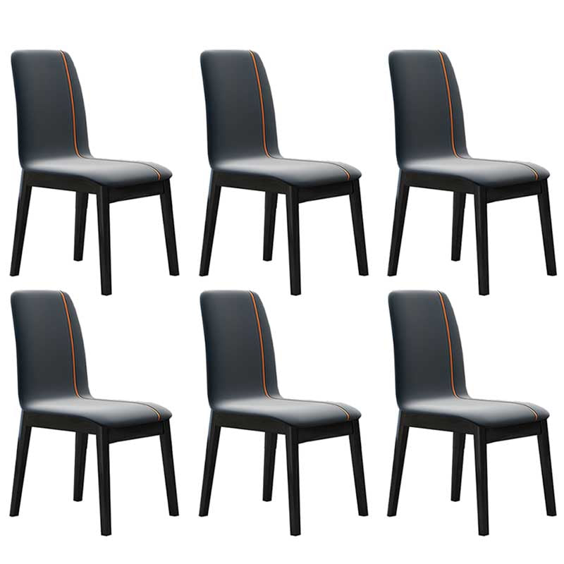 Faux Leather Contemporary Dining Room Chair Matte Finish Parsons Dining Chair Dark Blue-Gray 6 Piece Set Clearhalo ' kitchen&dining_furn' 'Dining Chairs' 'Dining Tables & Seating' 'dining_chair' 'furn' 'furn_dining_chair' 'Furniture' 'furniture_dining_chair' 'Kitchen & Dining Furniture' 'kitchen' 3493192