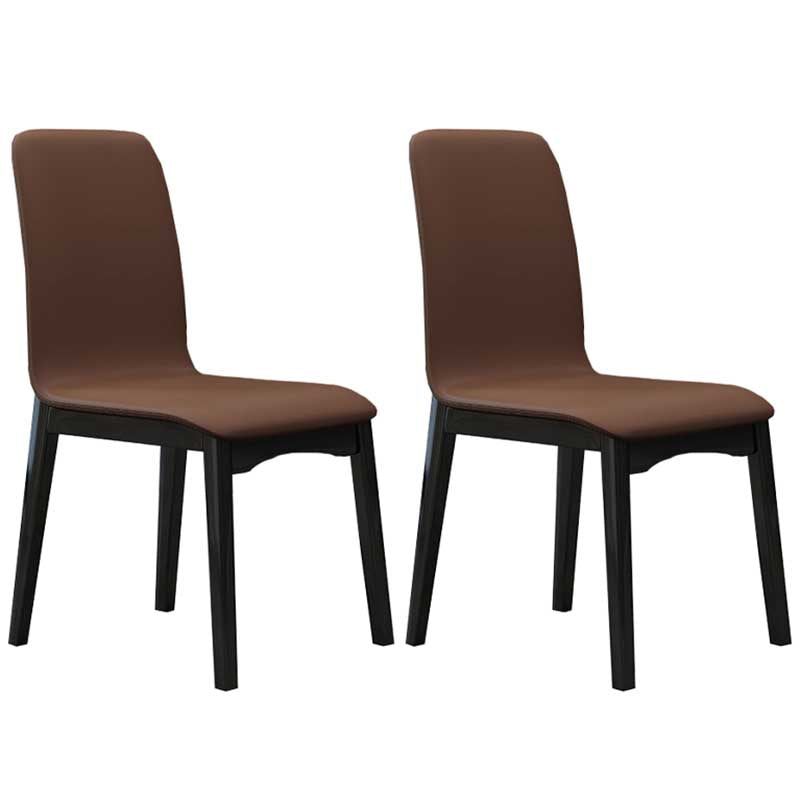 Faux Leather Contemporary Dining Room Chair Matte Finish Parsons Dining Chair Coffee 2 Piece Set Clearhalo ' kitchen&dining_furn' 'Dining Chairs' 'Dining Tables & Seating' 'dining_chair' 'furn' 'furn_dining_chair' 'Furniture' 'furniture_dining_chair' 'Kitchen & Dining Furniture' 'kitchen' 3493193