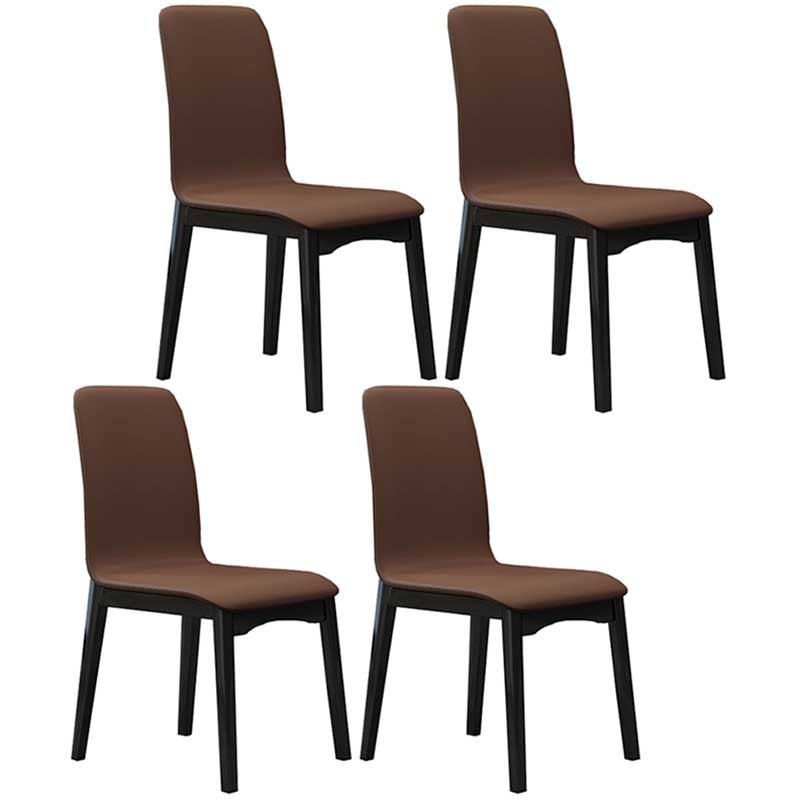 Faux Leather Contemporary Dining Room Chair Matte Finish Parsons Dining Chair Coffee 4 Piece Set Clearhalo ' kitchen&dining_furn' 'Dining Chairs' 'Dining Tables & Seating' 'dining_chair' 'furn' 'furn_dining_chair' 'Furniture' 'furniture_dining_chair' 'Kitchen & Dining Furniture' 'kitchen' 3493194