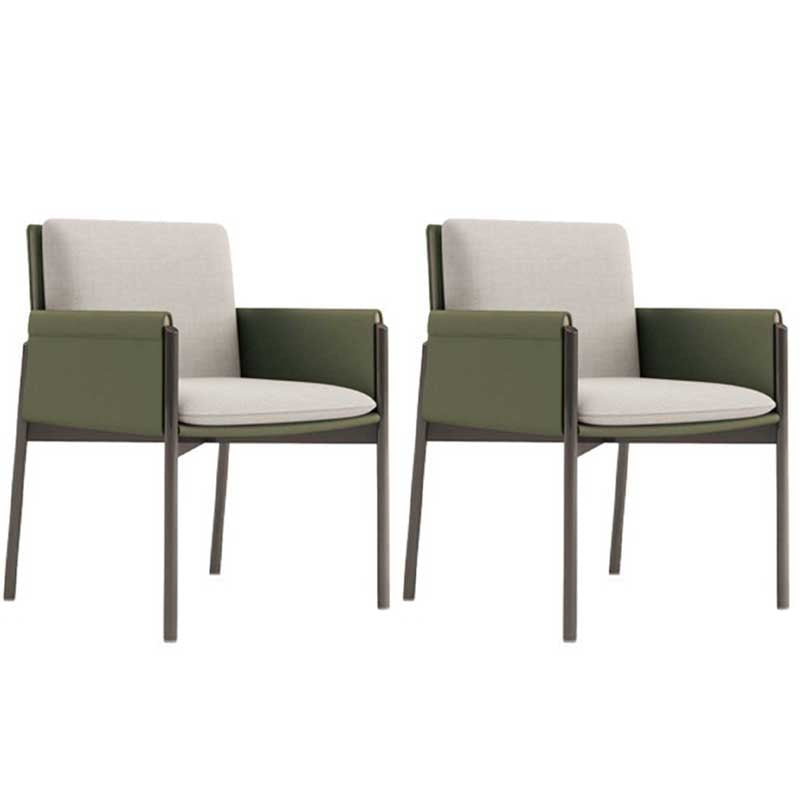 Metal Contemporary Dining Room Dining Arm Chair Matte Finish Square Dining Chair with Black Legs Blackish Green 2 Piece Set Clearhalo ' kitchen&dining_furn' 'Dining Chairs' 'Dining Tables & Seating' 'dining_chair' 'furn' 'furn_dining_chair' 'Furniture' 'furniture_dining_chair' 'Kitchen & Dining Furniture' 'kitchen' 3493198