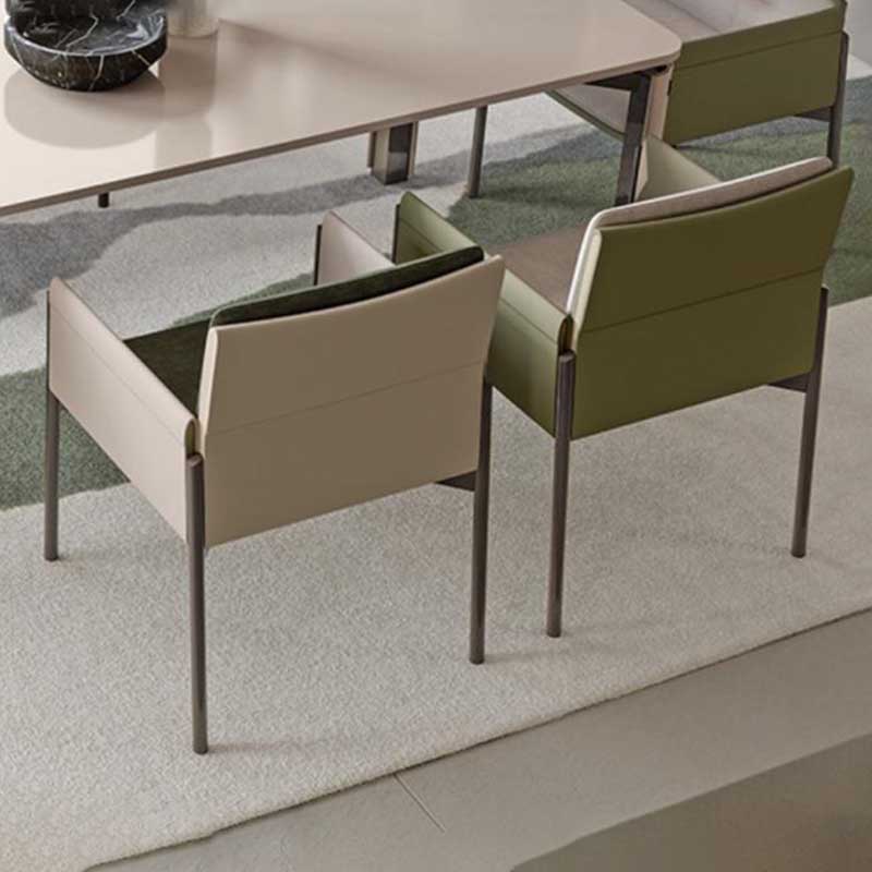 Metal Contemporary Dining Room Dining Arm Chair Matte Finish Square Dining Chair with Black Legs Clearhalo ' kitchen&dining_furn' 'Dining Chairs' 'Dining Tables & Seating' 'dining_chair' 'furn' 'furn_dining_chair' 'Furniture' 'furniture_dining_chair' 'Kitchen & Dining Furniture' 'kitchen' 3493215