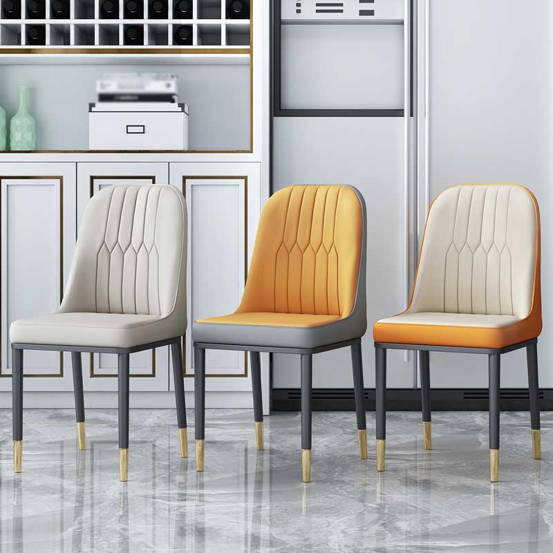 Metal Base Indoor Chair 18'' Wide Parsons Leather Chair for Restaurant Clearhalo ' kitchen&dining_furn' 'Dining Chairs' 'Dining Tables & Seating' 'dining_chair' 'furn' 'furn_dining_chair' 'Furniture' 'furniture_dining_chair' 'Kitchen & Dining Furniture' 'kitchen' 3493217