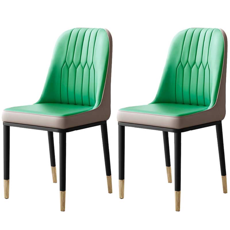 Metal Base Indoor Chair 18'' Wide Parsons Leather Chair for Restaurant Gray-Green 2 Piece Set Clearhalo ' kitchen&dining_furn' 'Dining Chairs' 'Dining Tables & Seating' 'dining_chair' 'furn' 'furn_dining_chair' 'Furniture' 'furniture_dining_chair' 'Kitchen & Dining Furniture' 'kitchen' 3493220