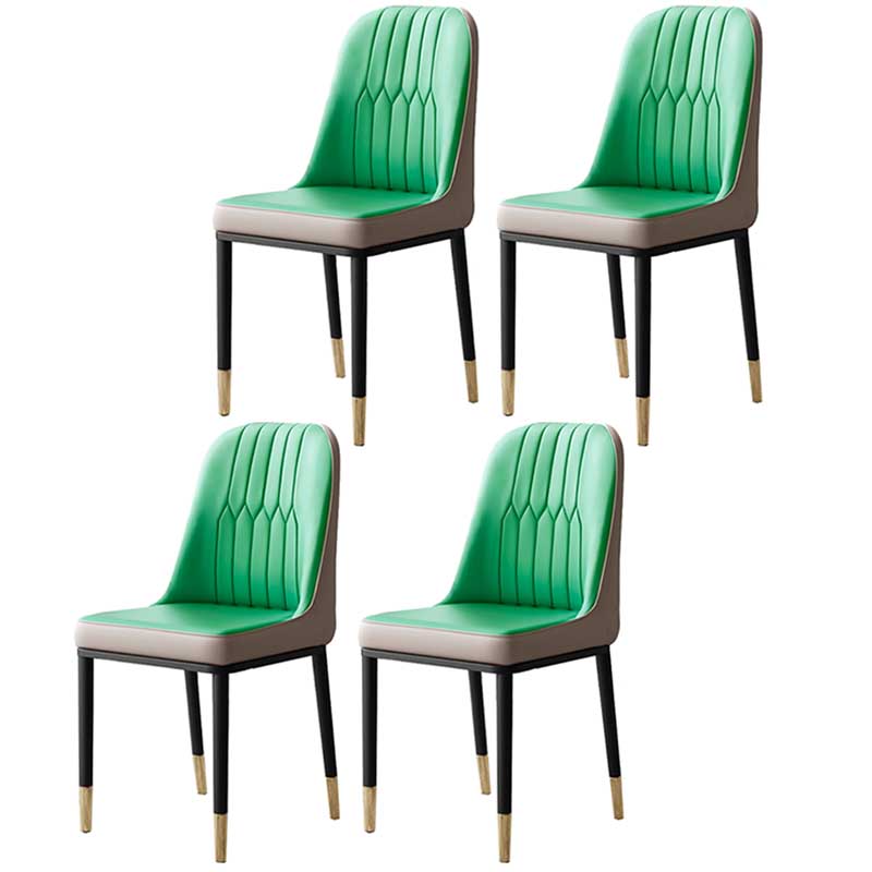Metal Base Indoor Chair 18'' Wide Parsons Leather Chair for Restaurant Gray-Green 4 Piece Set Clearhalo ' kitchen&dining_furn' 'Dining Chairs' 'Dining Tables & Seating' 'dining_chair' 'furn' 'furn_dining_chair' 'Furniture' 'furniture_dining_chair' 'Kitchen & Dining Furniture' 'kitchen' 3493222