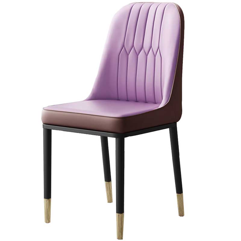 Metal Base Indoor Chair 18'' Wide Parsons Leather Chair for Restaurant Purple 1 Piece Clearhalo ' kitchen&dining_furn' 'Dining Chairs' 'Dining Tables & Seating' 'dining_chair' 'furn' 'furn_dining_chair' 'Furniture' 'furniture_dining_chair' 'Kitchen & Dining Furniture' 'kitchen' 3493223