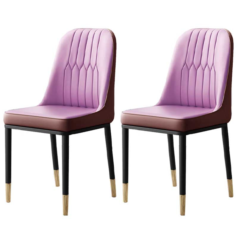 Metal Base Indoor Chair 18'' Wide Parsons Leather Chair for Restaurant Purple 2 Piece Set Clearhalo ' kitchen&dining_furn' 'Dining Chairs' 'Dining Tables & Seating' 'dining_chair' 'furn' 'furn_dining_chair' 'Furniture' 'furniture_dining_chair' 'Kitchen & Dining Furniture' 'kitchen' 3493225