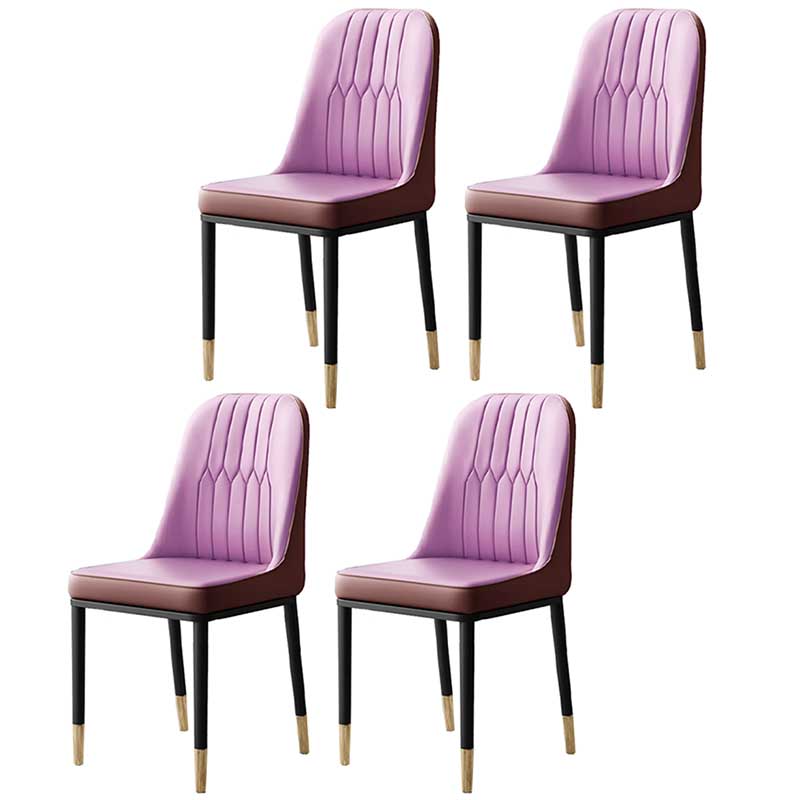 Metal Base Indoor Chair 18'' Wide Parsons Leather Chair for Restaurant Purple 4 Piece Set Clearhalo ' kitchen&dining_furn' 'Dining Chairs' 'Dining Tables & Seating' 'dining_chair' 'furn' 'furn_dining_chair' 'Furniture' 'furniture_dining_chair' 'Kitchen & Dining Furniture' 'kitchen' 3493227