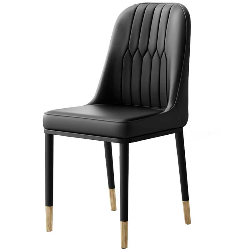 Metal Base Indoor Chair 18'' Wide Parsons Leather Chair for Restaurant Black 1 Piece Clearhalo ' kitchen&dining_furn' 'Dining Chairs' 'Dining Tables & Seating' 'dining_chair' 'furn' 'furn_dining_chair' 'Furniture' 'furniture_dining_chair' 'Kitchen & Dining Furniture' 'kitchen' 3493236