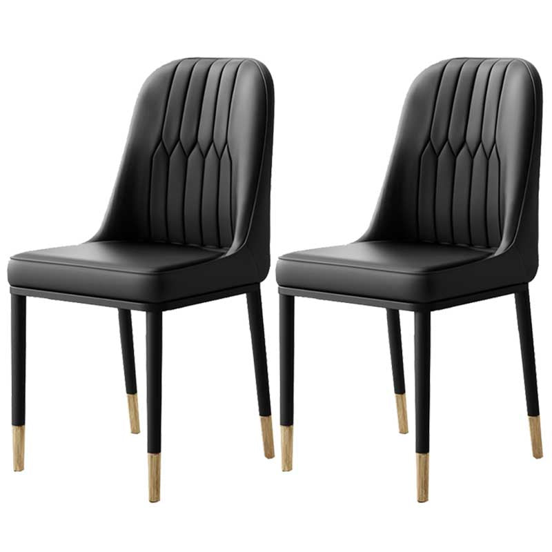 Metal Base Indoor Chair 18'' Wide Parsons Leather Chair for Restaurant Black 2 Piece Set Clearhalo ' kitchen&dining_furn' 'Dining Chairs' 'Dining Tables & Seating' 'dining_chair' 'furn' 'furn_dining_chair' 'Furniture' 'furniture_dining_chair' 'Kitchen & Dining Furniture' 'kitchen' 3493238